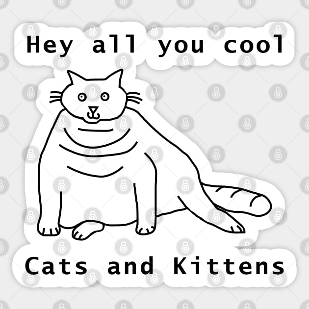 Cool Chonk Cat Line Drawing Sticker by ellenhenryart